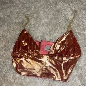 rose gold shiny crop bra top